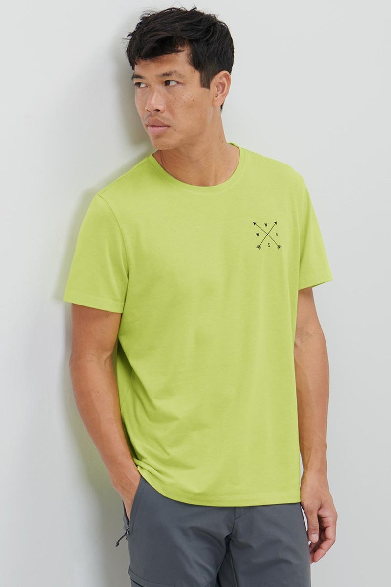 Tchibo Men Regular Fit Short Sleeve Graphic Print T-Shirts, Lime Green - Image 1